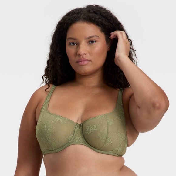 Target Green Lace Unlined Balconette 34C Bra - Picture 6 of 11